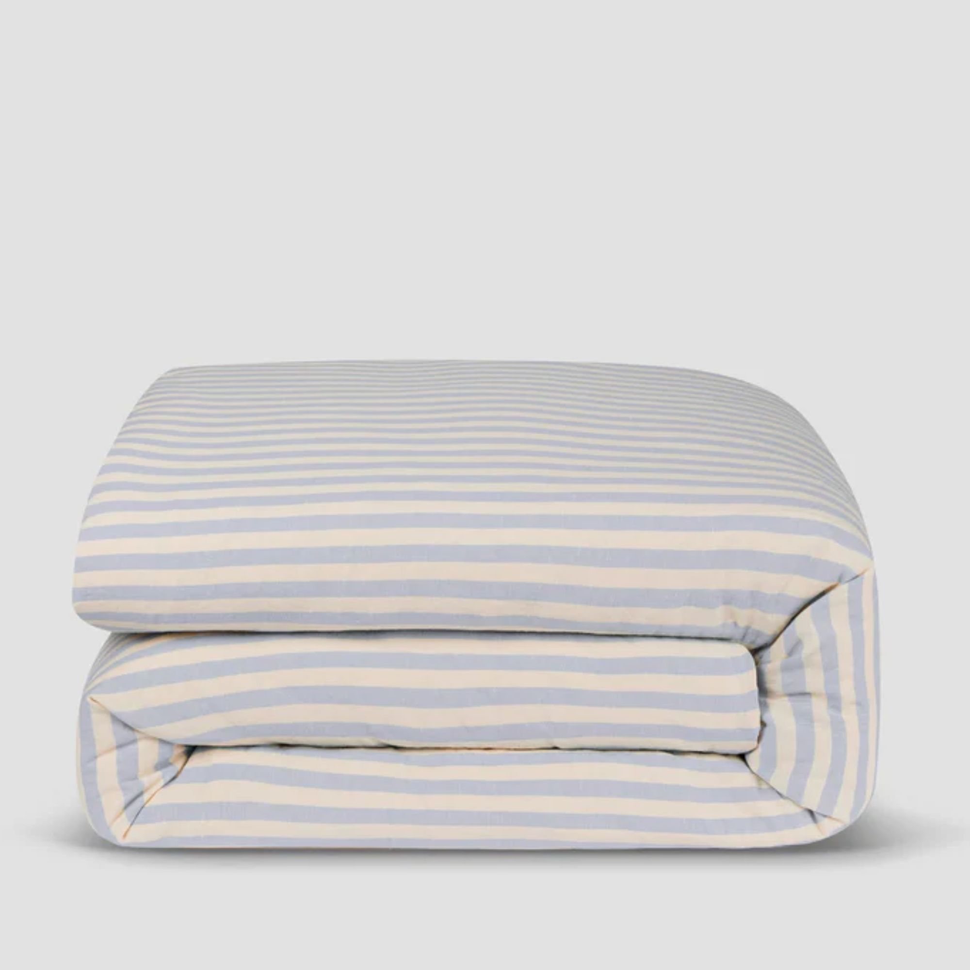 Coastal Blue Pembroke Stripe Linen Blend Duvet Cover