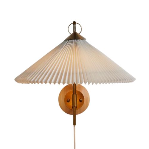 Crate &amp;amp; Barrel, Flores Plug-In Wall Sconce Light With Pleated Shade