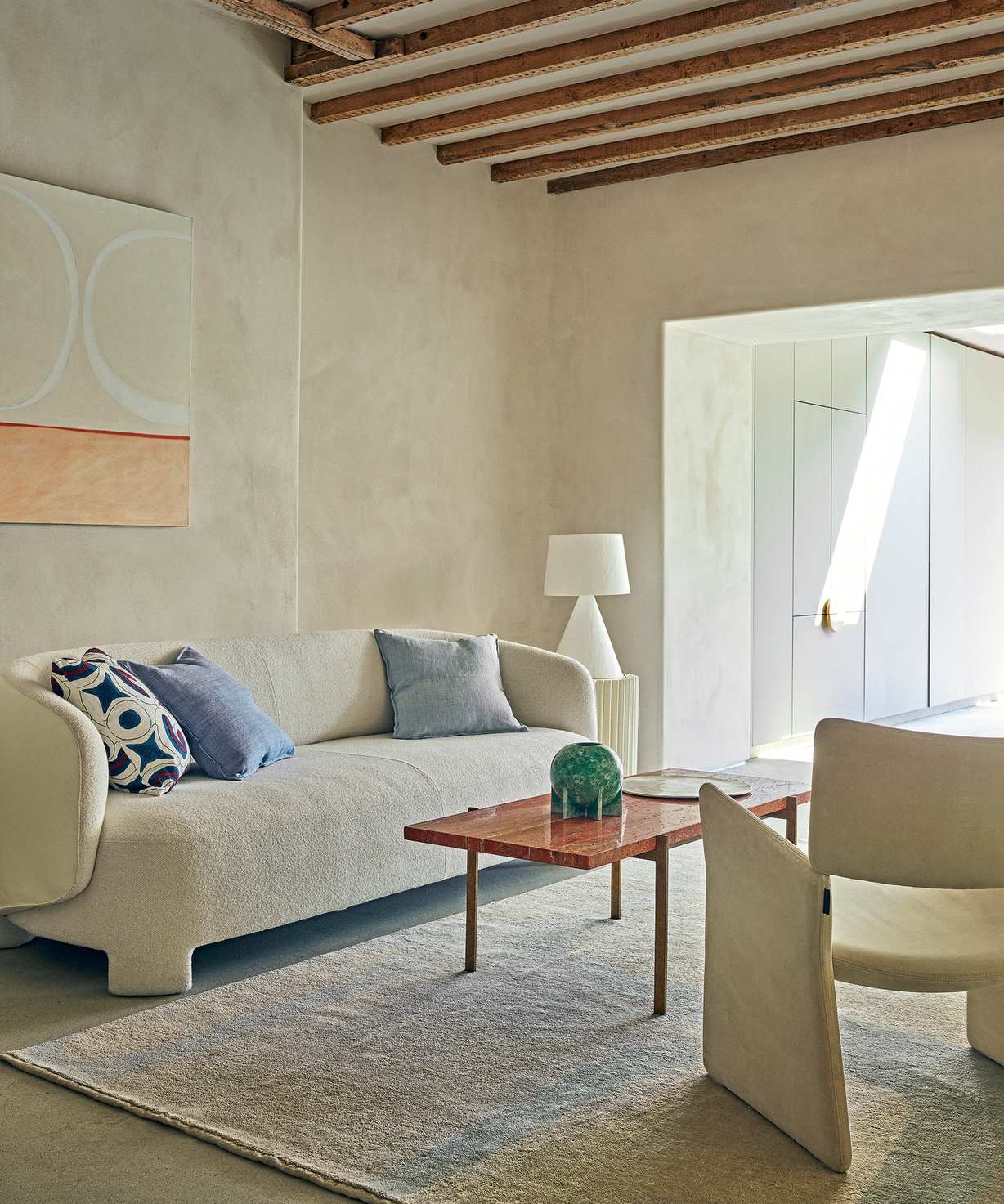 Living room with cream rug