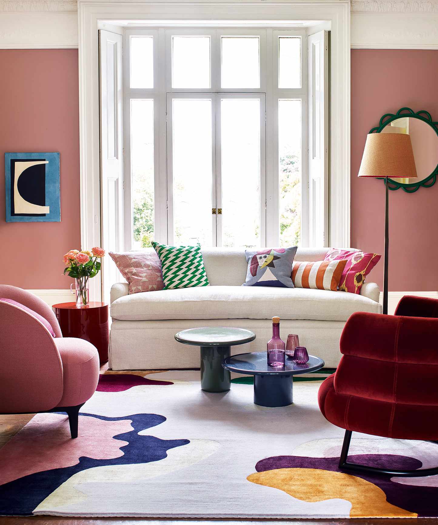 Living room rug ideas with colorful pattern