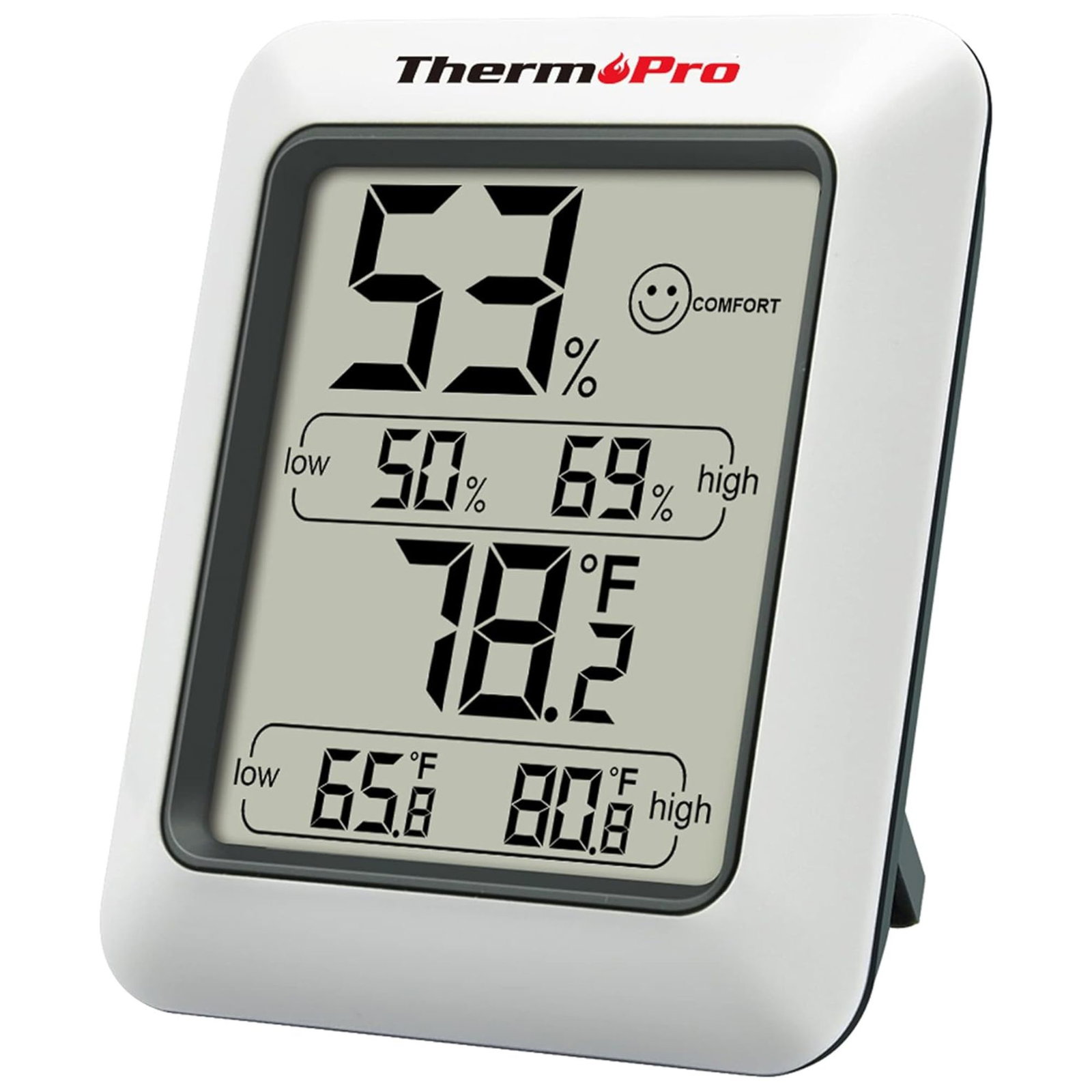 A silver digital hygrometer