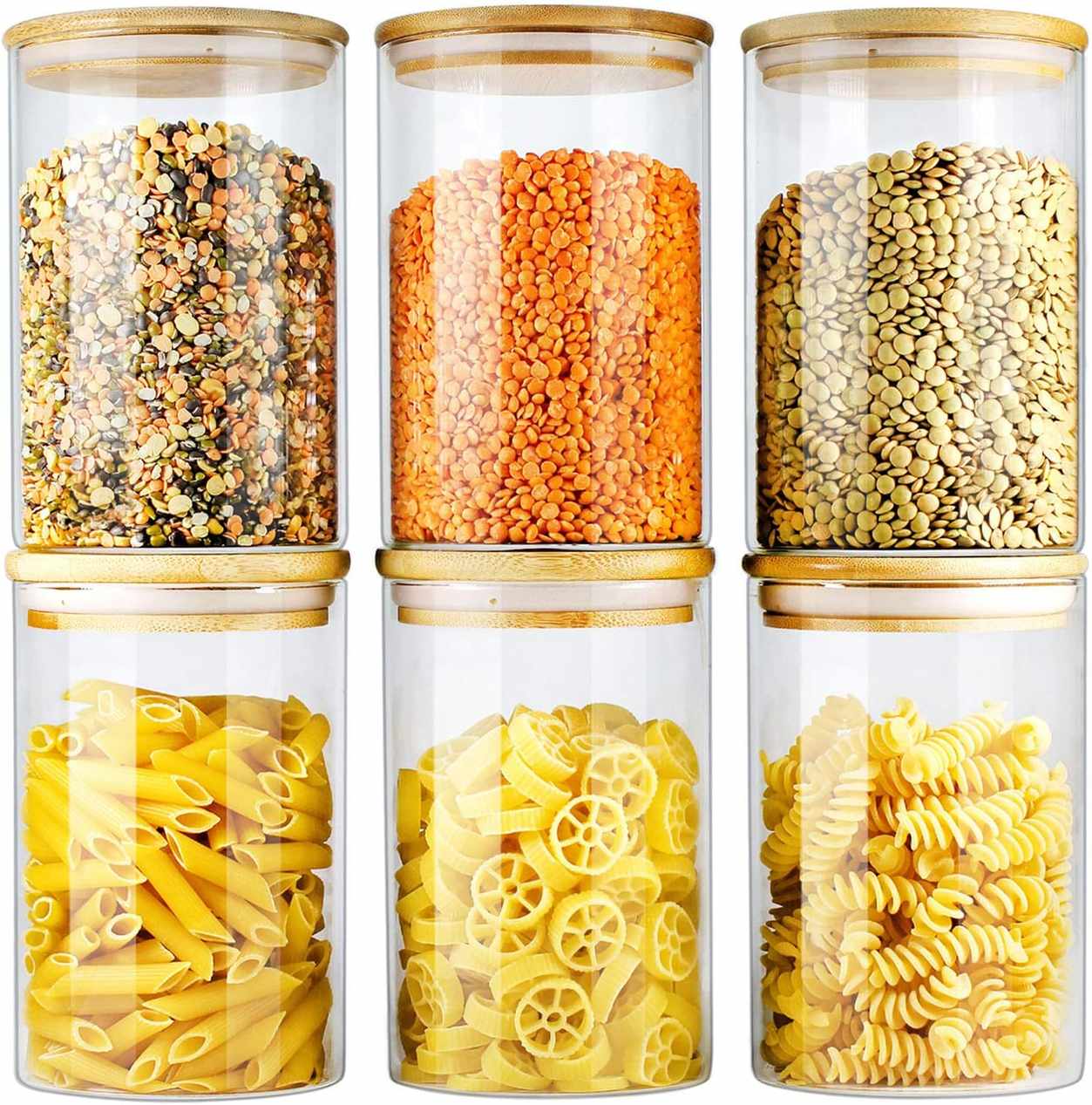 glass storage jars with bamboo lids